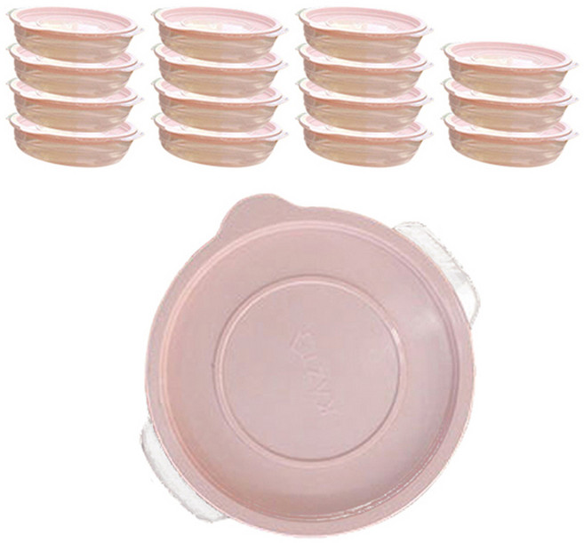 가쯔 심플쿡 냉동밥 전자레인지 용기 인디핑크, 16개, 400ml