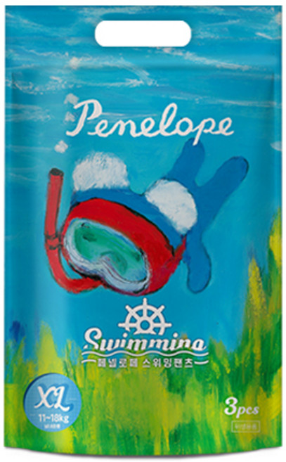 페넬로페 스위밍 팬츠 수영장 기저귀 남여공용, 5단계, 3매