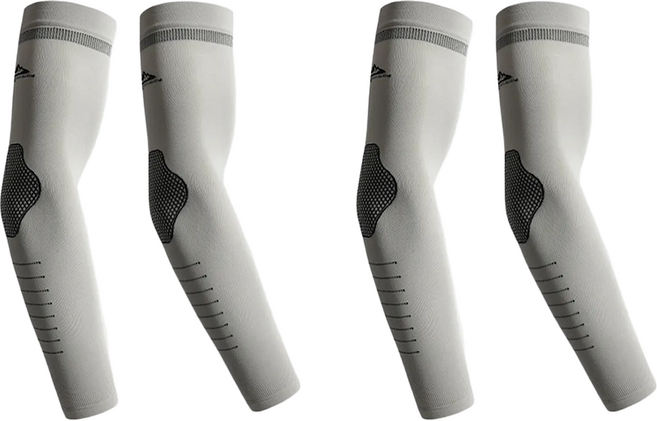 GOLOV.EJOy 中性款 運動防曬冰絲涼感高彈吸濕速乾袖套 UVS014, 2組, 灰條