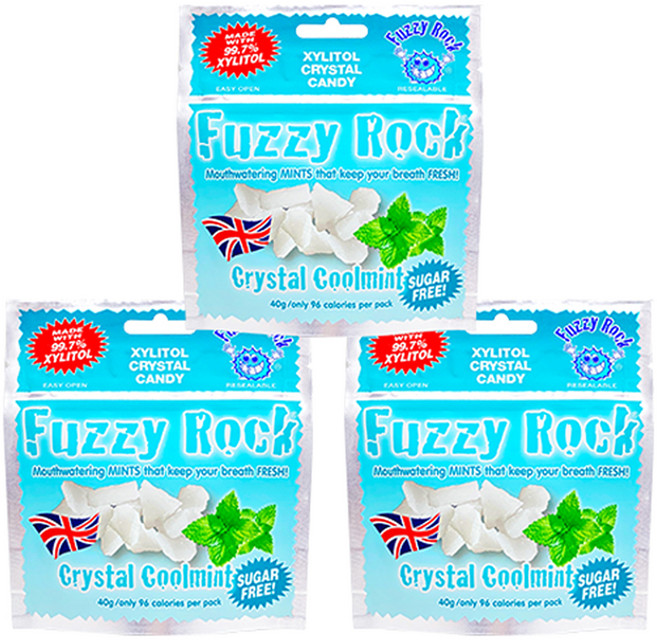 퍼지락 자일리톨 크리스탈 캔디 쿨민트향, 40g, 3개