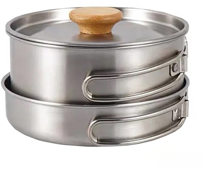 AWANA 摺疊把手鍋2件組, 2個把手鍋 + 蓋子, 銀色, 1組