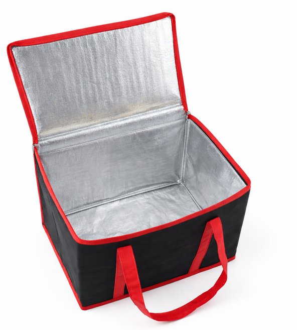 홈모어 넉넉한 수납 다용도 보온보냉백, 검정 + 빨강, 1개