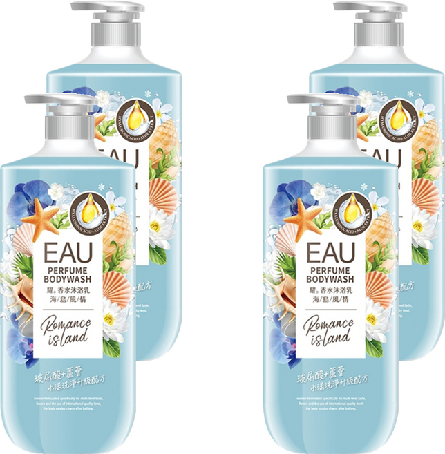 EAU 淨耀 香水沐浴乳 海島風情, 1L, 4瓶