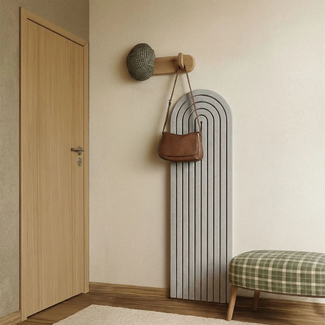 다마온 벽보호 인테리어 펠트 벽스티커, 연회색