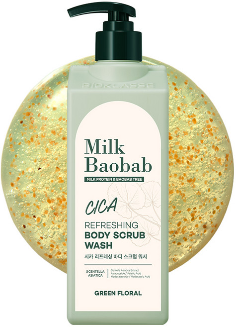 밀크바오밥 시카 리프레싱 스크럽 바디워시 그린 플로럴, 500ml, 1개