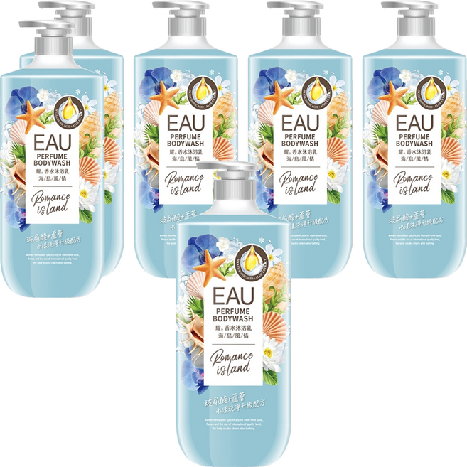 EAU 淨耀 香水沐浴乳 海島風情, 1L, 6瓶
