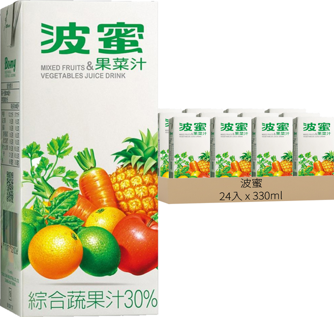 波蜜 果菜汁 鋁箔包, 330ml, 24入