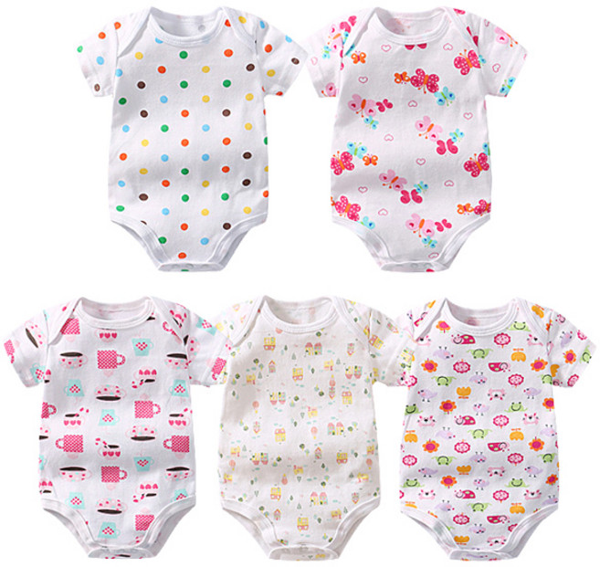 맘스케어 신생아용 패턴랜덤 반팔수트 5p 세트