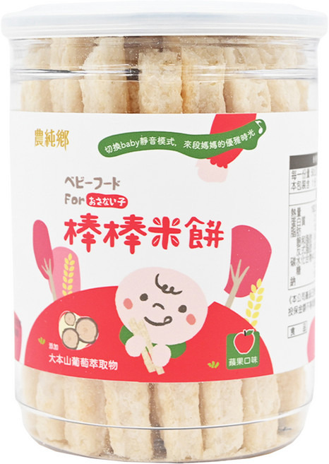 農純鄉 棒棒米餅 8個月以上, 蘋果, 50g, 1罐