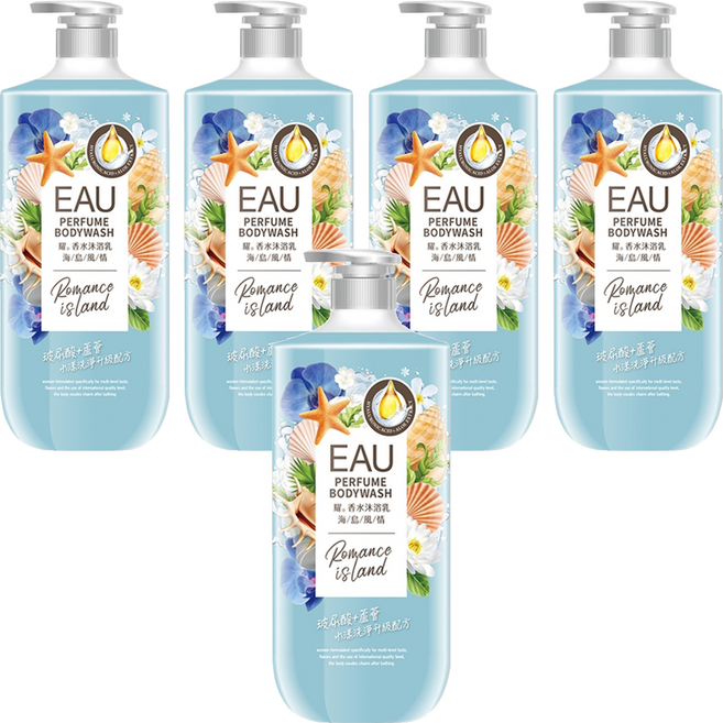 EAU 淨耀 香水沐浴乳 海島風情, 1L, 5瓶