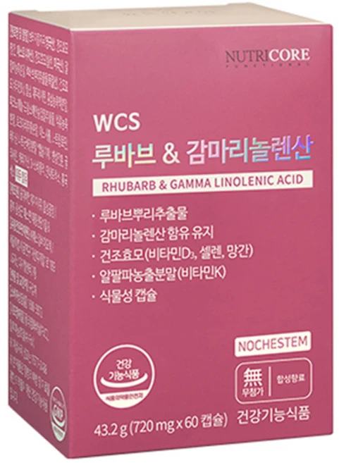 뉴트리코어 WCS 루바브 앤 감마리놀렌산 43.2g, 60정, 1개 - 쿠팡