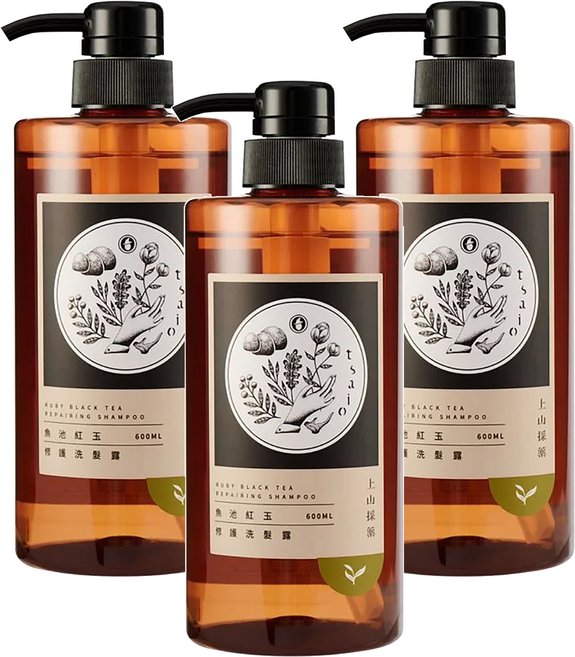 tsaio 上山採藥 修護洗髮露 魚池紅玉, 3瓶, 600ml