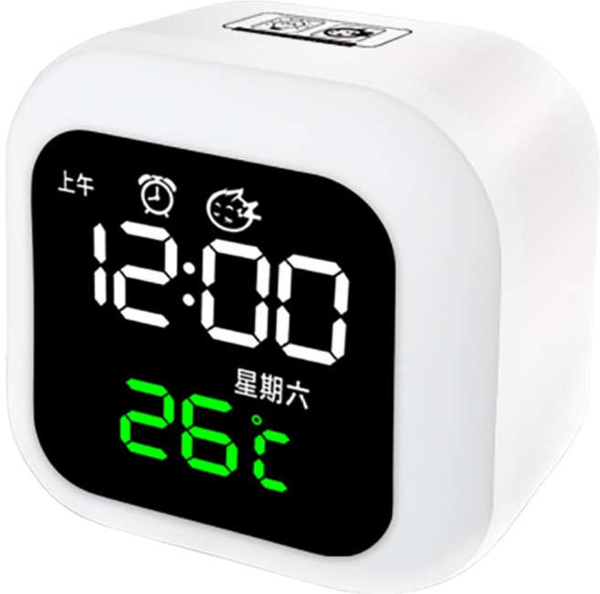 WE CHAMP 智能小夜燈電子鬧鐘 Z0077, 白色