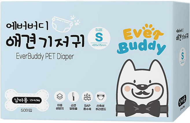 EverBuddy 公犬專用寵物尿布, S, 50片, 1包