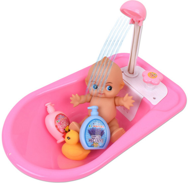 오즈토이 빅사이즈 퐁퐁 물이 나오는 샤워기 욕조 목욕놀이완구, 분홍, 1개