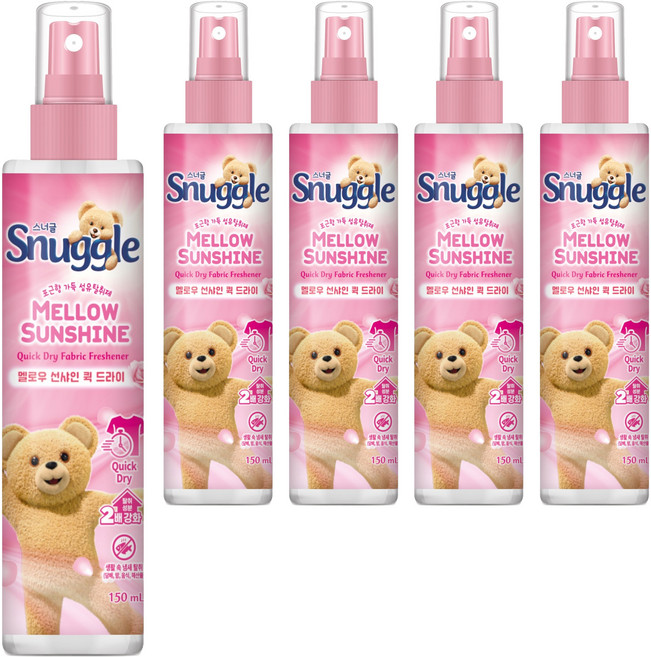 스너글 멜로우선샤인 퀵드라이 섬유탈취제, 150ml, 5개