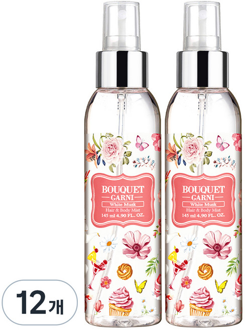 부케가르니 프래그런스드 헤어 앤 바디미스트 화이트머스크, 145ml, 12개