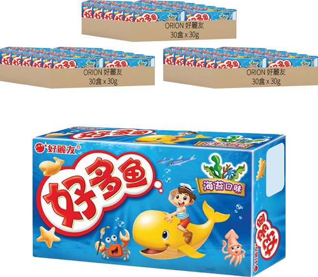 ORION 好麗友 好多魚餅乾 海苔口味, 30g, 90盒