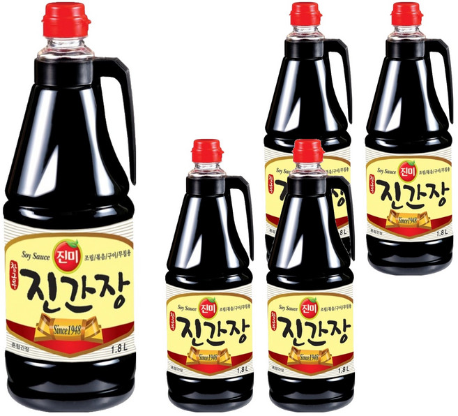 진미 참그루 진간장, 5개, 1.8L