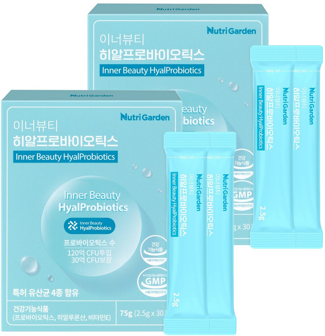 뉴트리가든 이너뷰티 히알 프로바이오틱스 유산균 30p, 75g, 2개