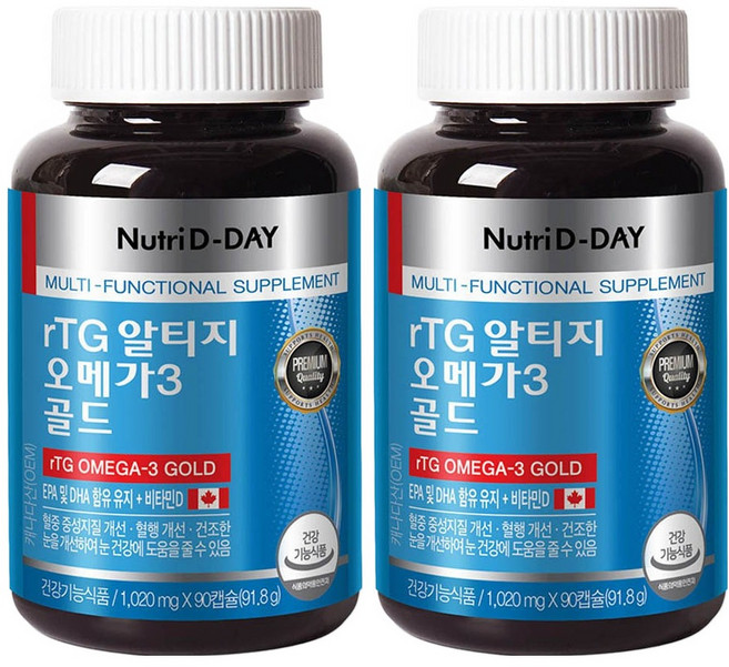 뉴트리디데이 rTG 알티지 오메가3 골드, 90정, 91.8g, 2개