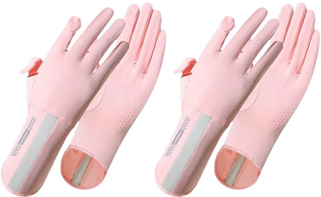咪咪購物 冰絲防曬手套2雙, 2雙, 粉色