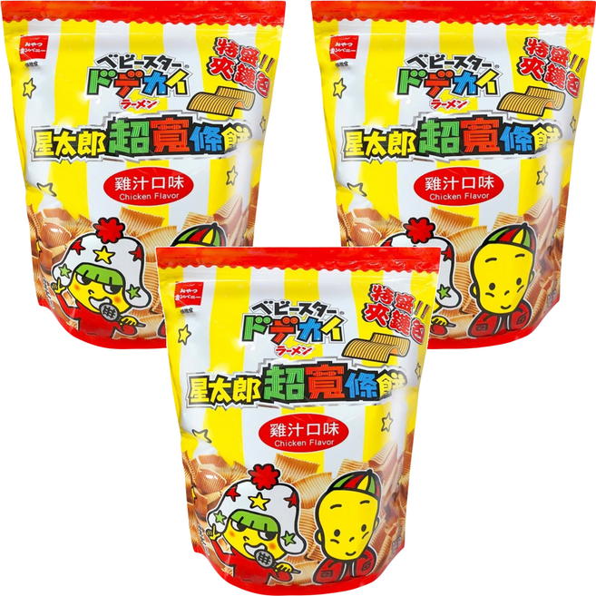 OYATSU 優雅食 BABY STAR 星太郎 超寬條餅 特盛夾鏈包 雞汁, 250g, 3包
