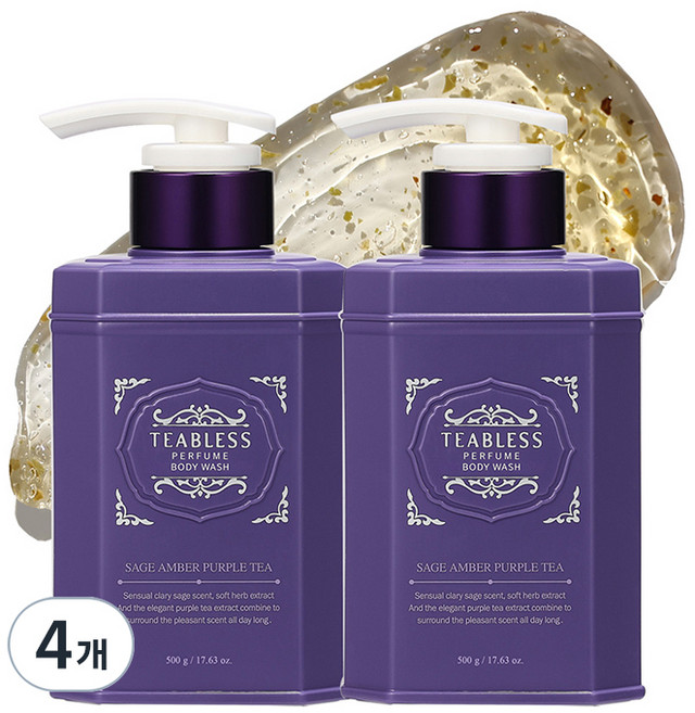 티블레스 퍼퓸 바디워시 세이지 앰버 퍼플티, 500g, 4개