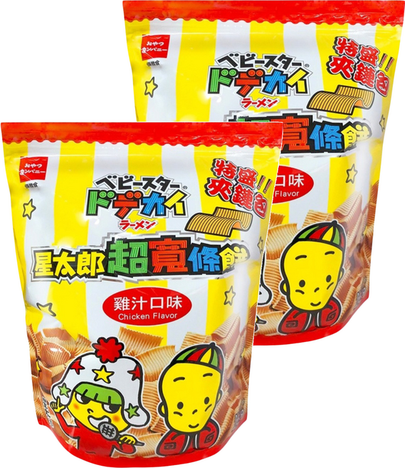 OYATSU 優雅食 BABY STAR 星太郎 超寬條餅 特盛夾鏈包 雞汁, 250g, 2包