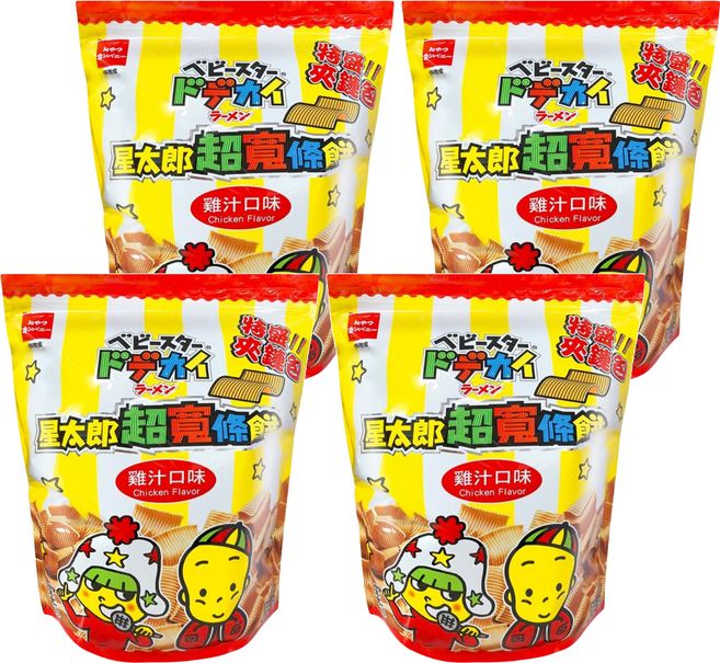 OYATSU 優雅食 BABY STAR 星太郎 超寬條餅 特盛夾鏈包 雞汁, 250g, 4包
