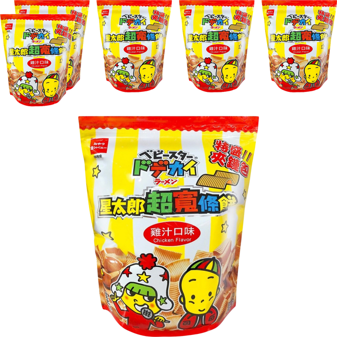 OYATSU 優雅食 BABY STAR 星太郎 超寬條餅 特盛夾鏈包 雞汁, 250g, 6包