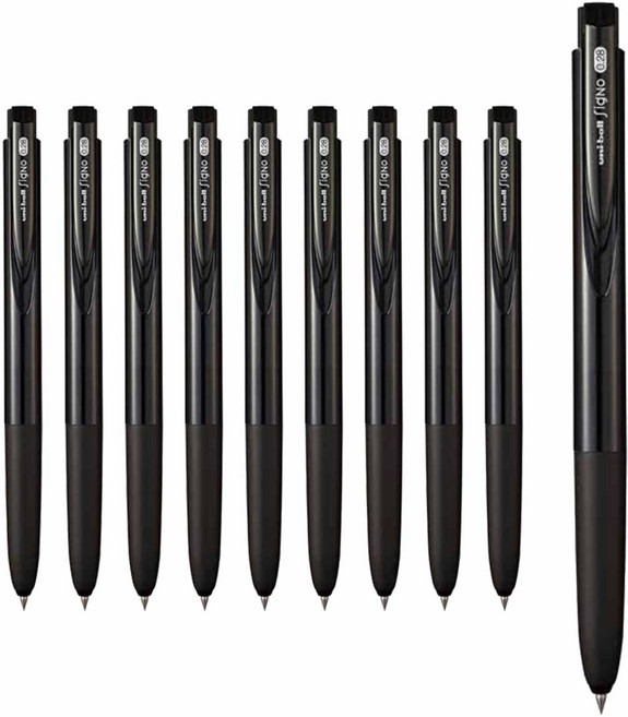 시그노 알티원 노크 젤잉크펜 UMN155 0.38mm, 블랙, 10개