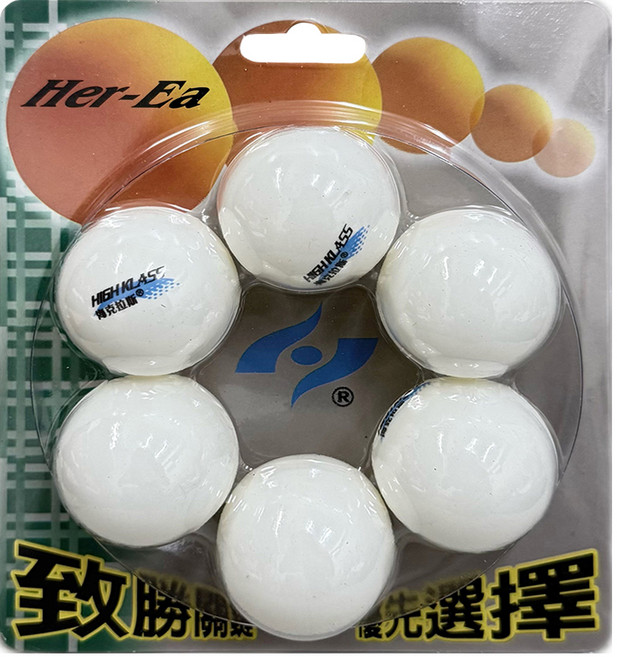 Her-Ea 禾亦 桌球, 白色, 6個, 1組
