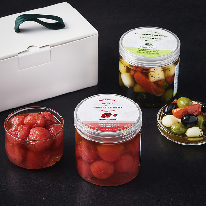 리코 절임 꿀방울이 330g + 썬 드라이 토마토 올리브 300g 선물세트, 630g, 1세트