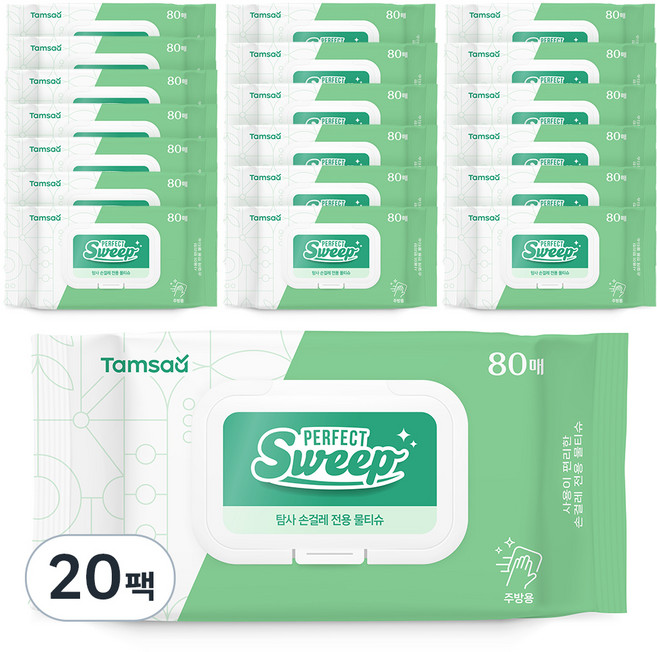 탐사 손걸레 전용 물티슈 캡형, 80개입, 20개