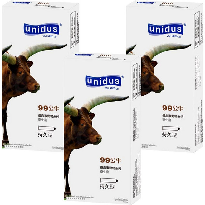 unidus 優您事 動物系列 99公牛持久型衛生套, 12個, 3盒