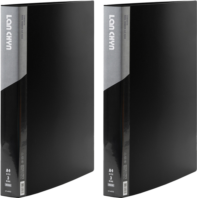 Lan CHYn 連勤牌文具 PP 馬卡色系四孔1吋圓型夾 LC-6004 K, 黑色LC-6004K(四孔), 2個