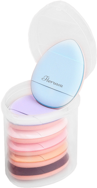 떼루와 초밀착 미니 핑거 퍼프 물방울 에어 쿠션 6P + 케이스, 1개, 혼합색상