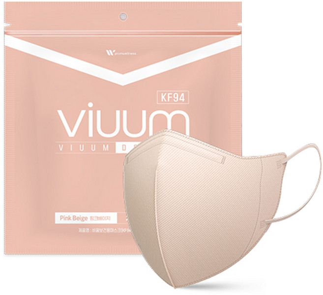 viuum 디럭스 보건용 마스크 중형 KF94, 25개입, 1개, 핑크베이지