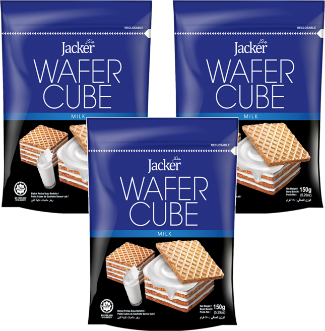 Jacker 傑克牛奶方形威化酥, 150g, 3包