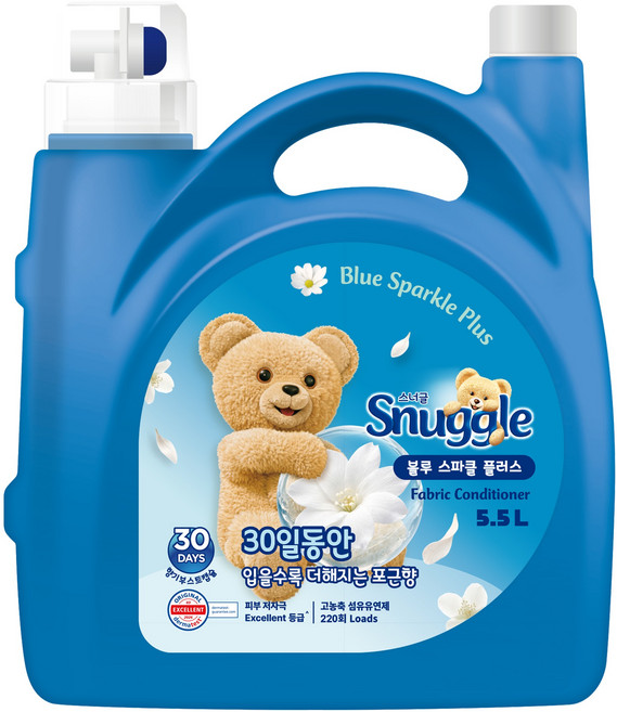 스너글 고농축 섬유유연제 블루 스파클 플러스 본품, 5.5L, 1개
