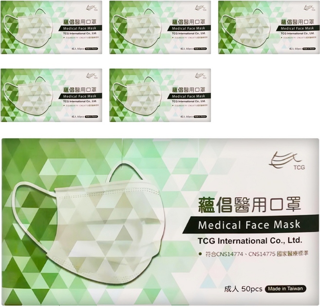 TCG 蘊倡 成人醫用口罩, 乾燥玫瑰, 50片, 6盒
