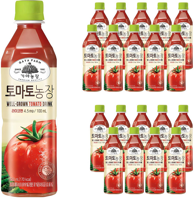 가야농장 토마토 주스, 500ml, 20개