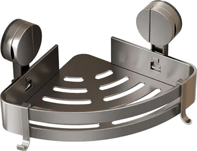 HOUDER 吸盤式太空鋁置物架 三角 標準, 槍灰色, 1個