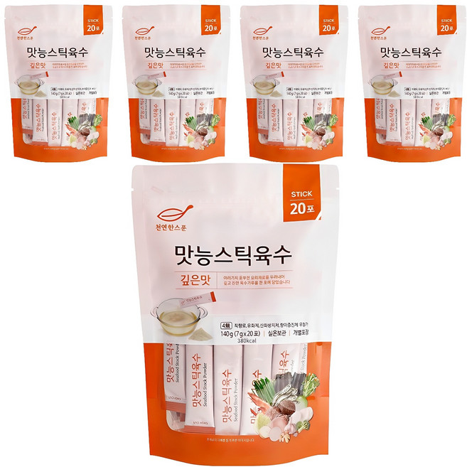 천연한스푼 석하 깊은맛 맛능 스틱 육수 20p, 140g, 5개