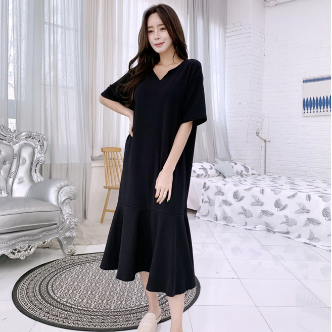 잘빠진 마들렌 반팔 플레어 원피스