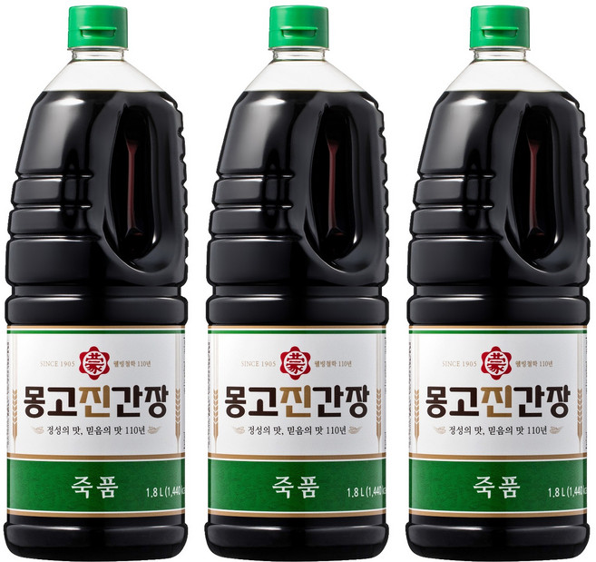 몽고진간장 죽품 진간장, 1.8L, 3개