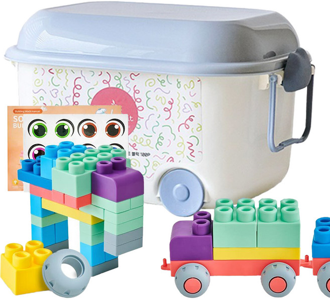 아띠래빗 알록달록 말랑 소프트 블럭 100p, 베이비 블루, 1개