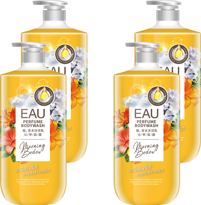 EAU 淨耀 香水沐浴乳 沁寧晨露, 1L, 4罐