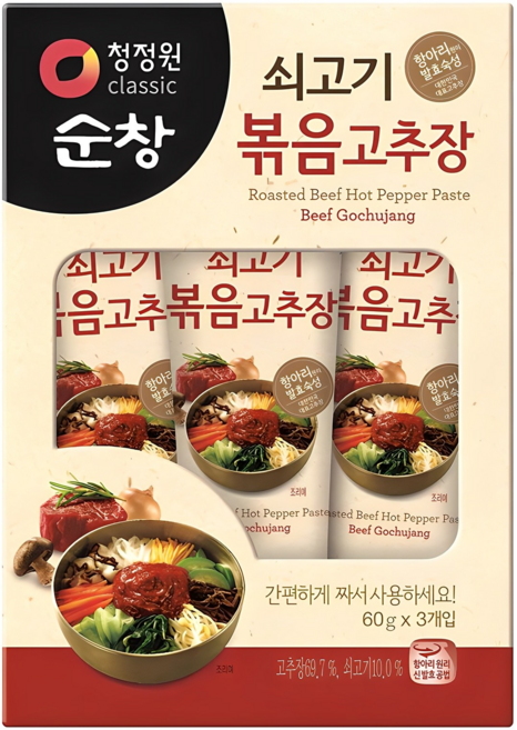 청정원순창 쇠고기 볶음 고추장, 60g, 3개